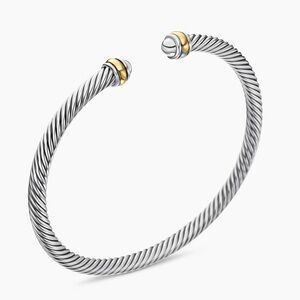 Classic Cable Bracelet Sterling Silver 18K Yellow Gold 4mm RETAILS $395 NEW
